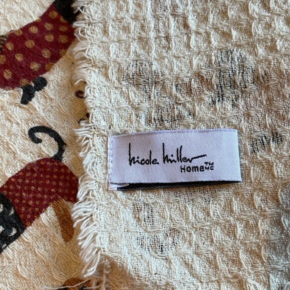 NICOLE MILLER Dog Dachshund Napkins Colorful Textured Fabric Fringe Set Of 4 - Picture 4 of 6